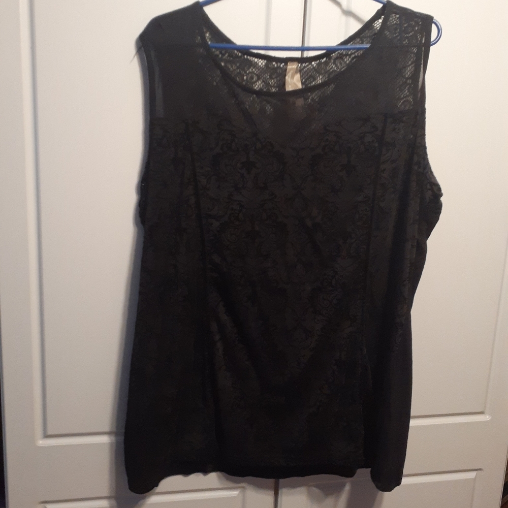 Black Velvet & Lace Sleeveless Top